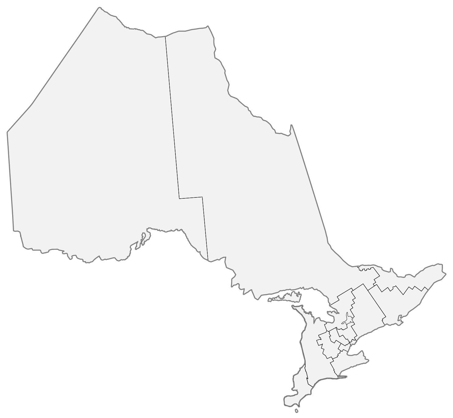 Illustration of the map of Ontario. Une illustration de la carte de l'Ontario.